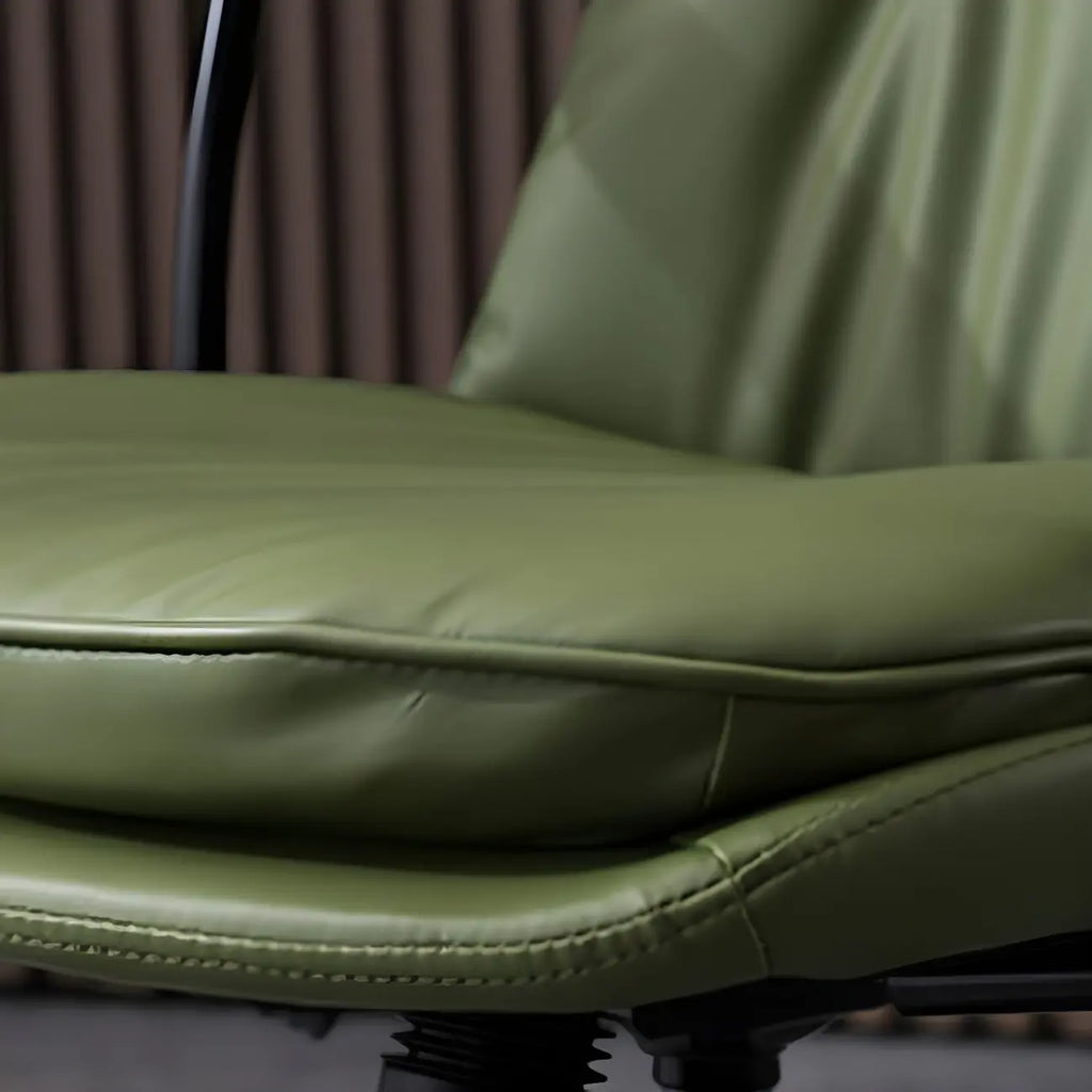 Fauteuil de bureau pivotant et inclinable moderne en cuir vert