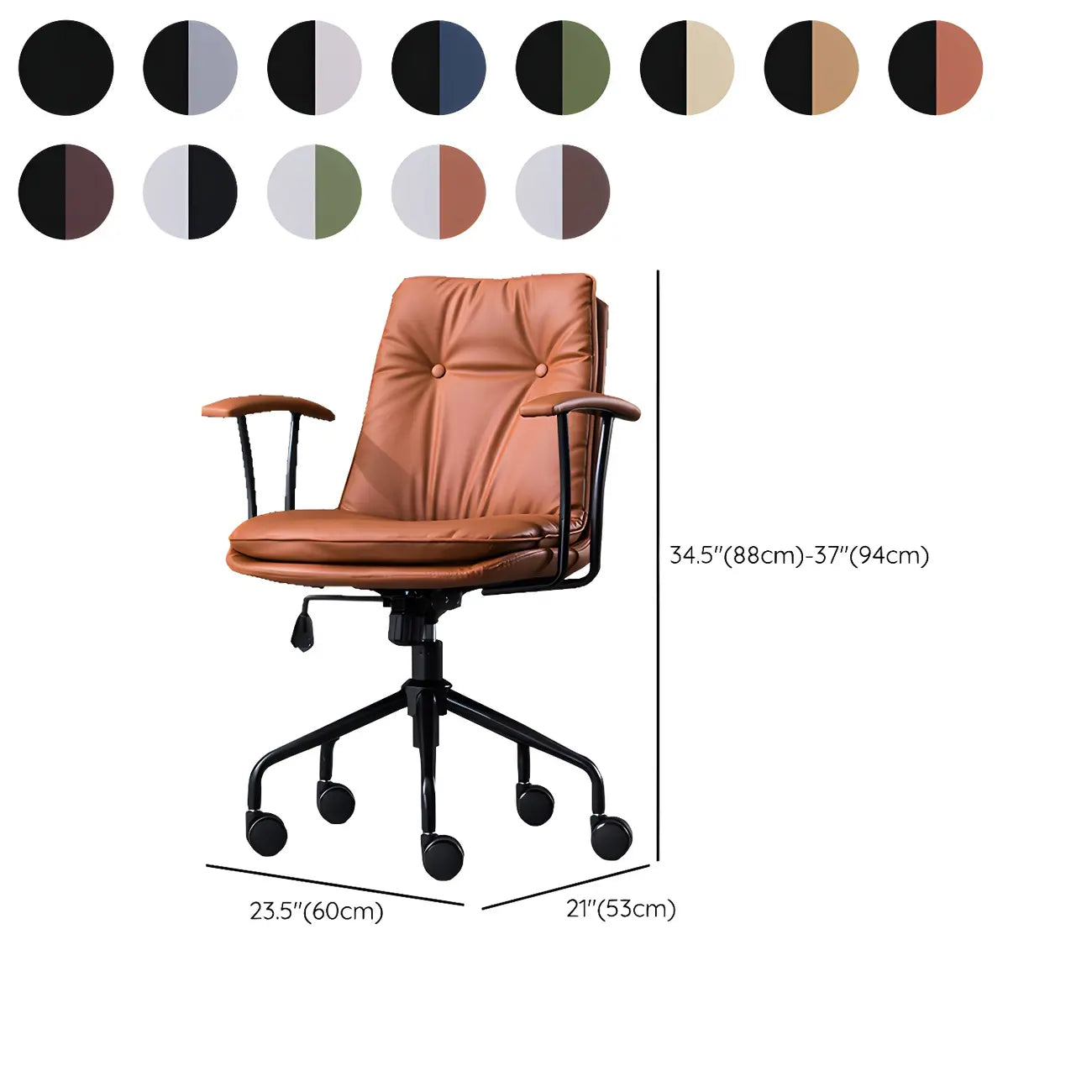Fauteuil de bureau pivotant et inclinable moderne en cuir vert