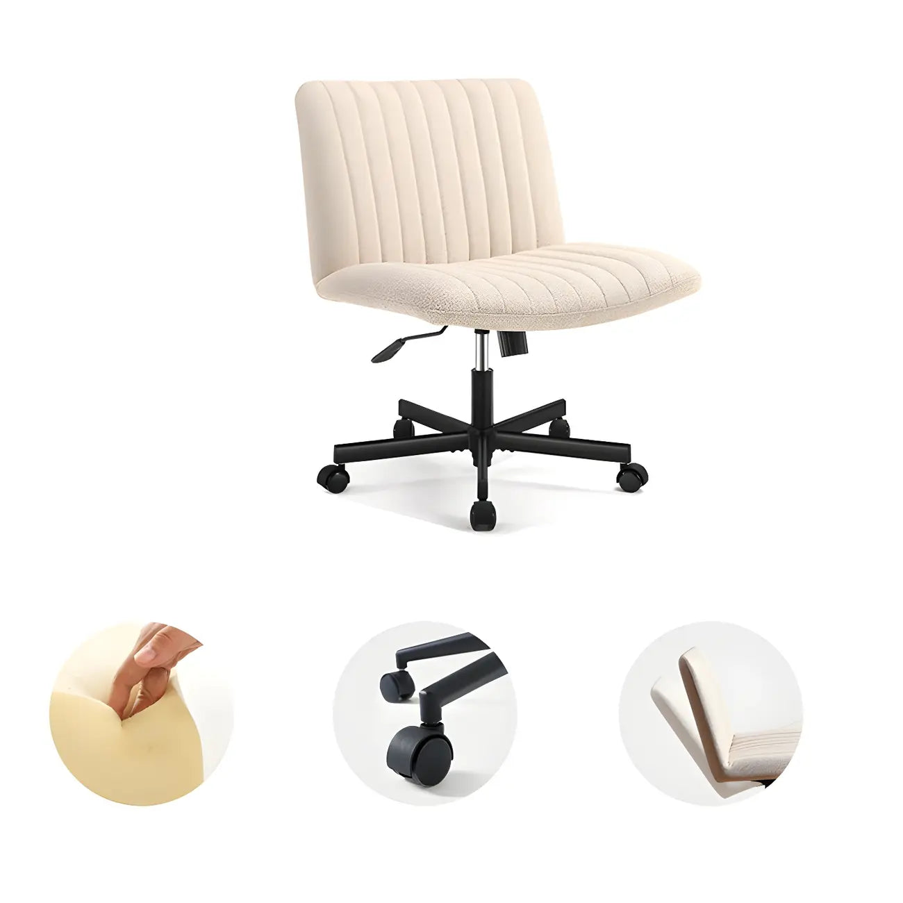 Chaise d'appoint pivotante réglable en cuir crème moderne