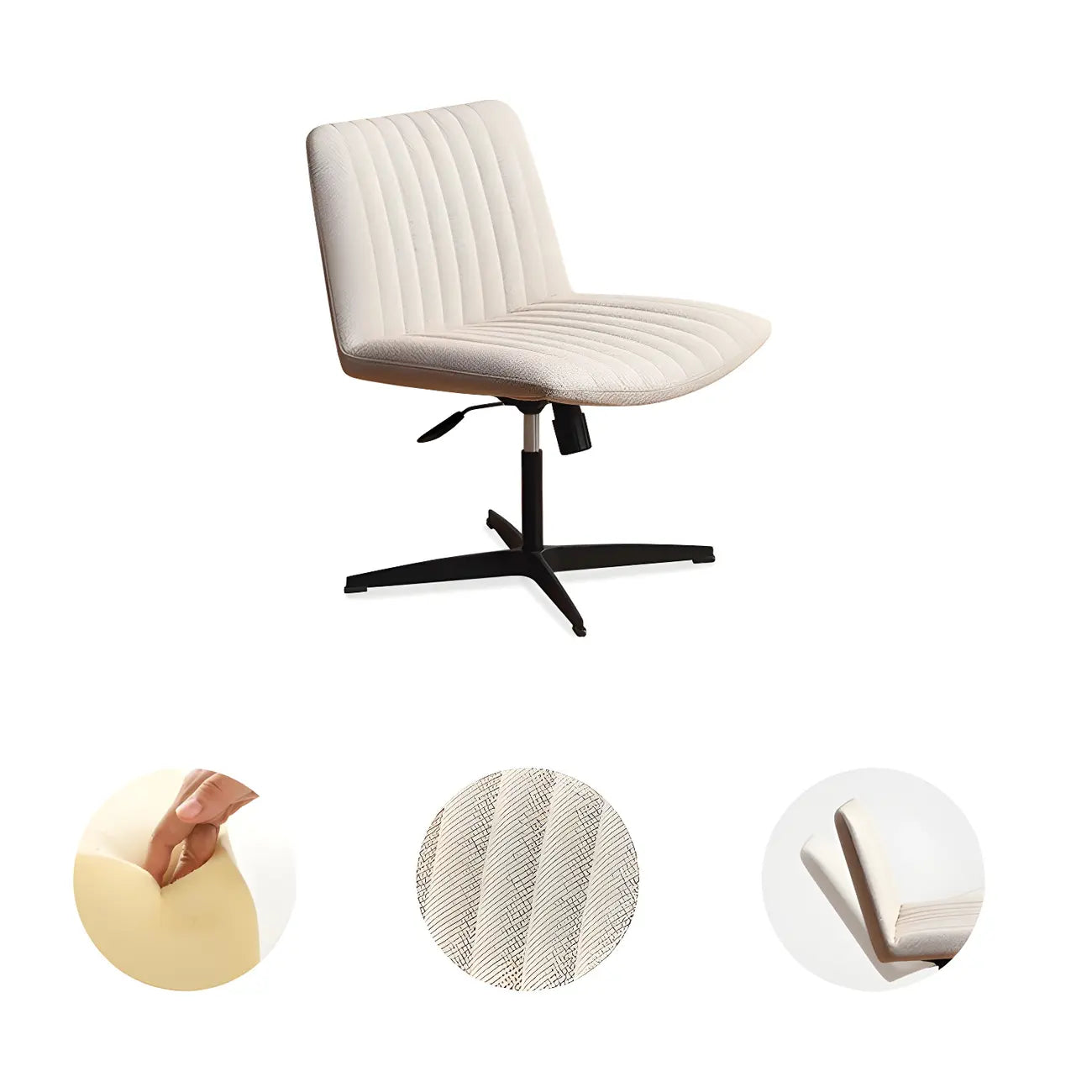 Chaise d'appoint pivotante réglable en cuir crème moderne