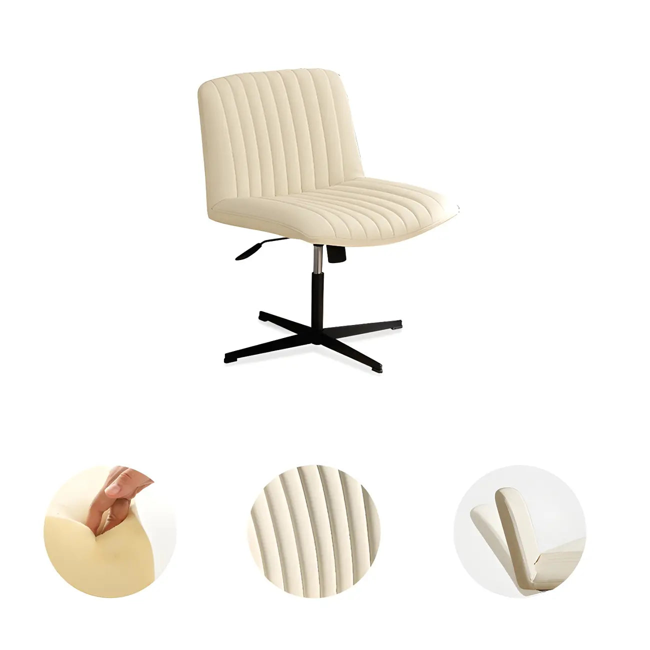 Chaise d'appoint pivotante réglable en cuir crème moderne