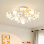 Plafonnier semi-encastré élégant à motif floral en cristal doré