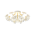 Plafonnier semi-encastré élégant à motif floral en cristal doré