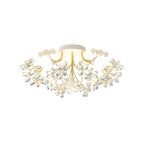 Plafonnier semi-encastré élégant à motif floral en cristal doré