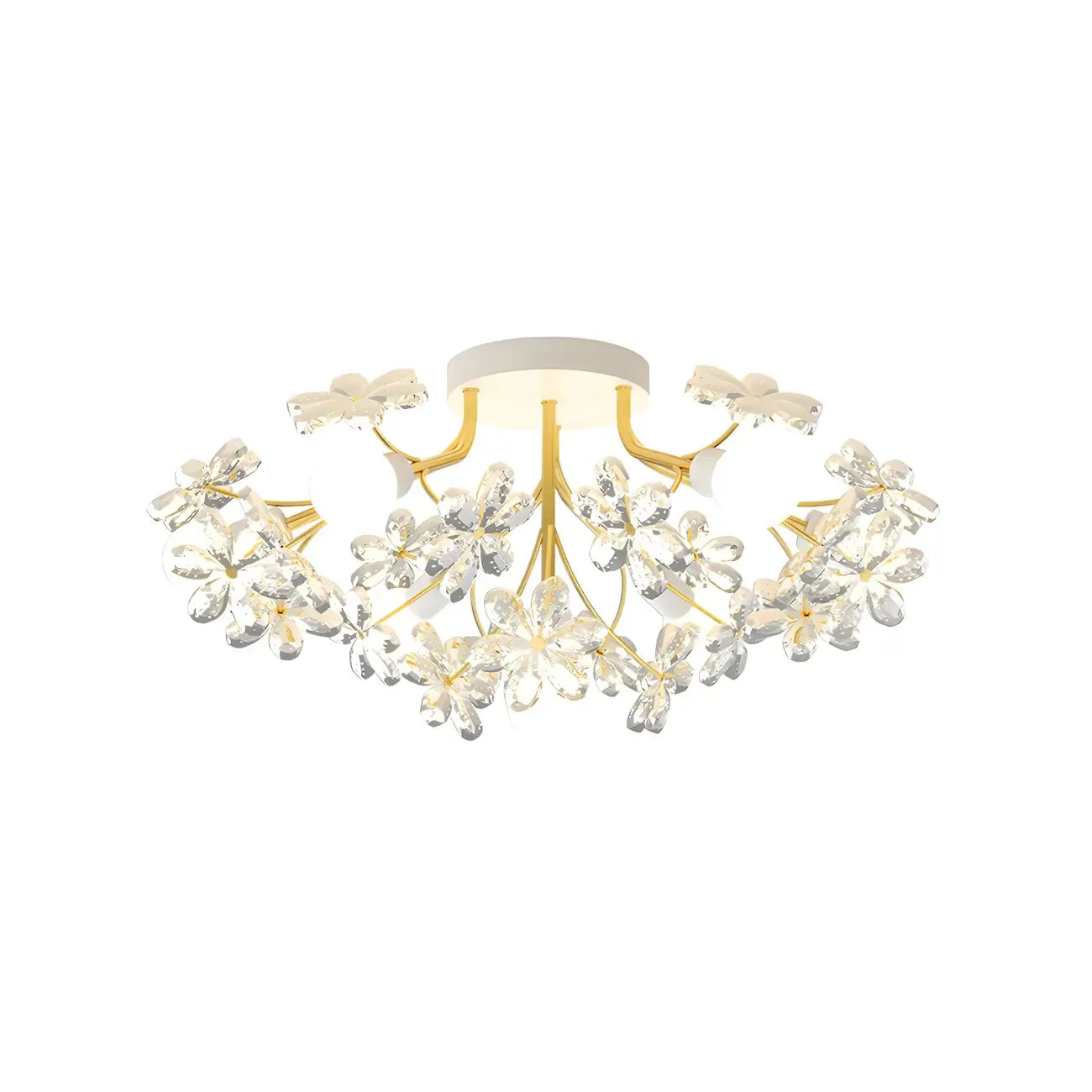 Plafonnier semi-encastré élégant à motif floral en cristal doré