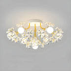 Plafonnier semi-encastré élégant à motif floral en cristal doré