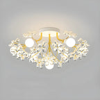 Plafonnier semi-encastré élégant à motif floral en cristal doré