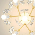 Plafonnier semi-encastré élégant à motif floral en cristal doré
