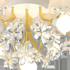 Plafonnier semi-encastré élégant à motif floral en cristal doré