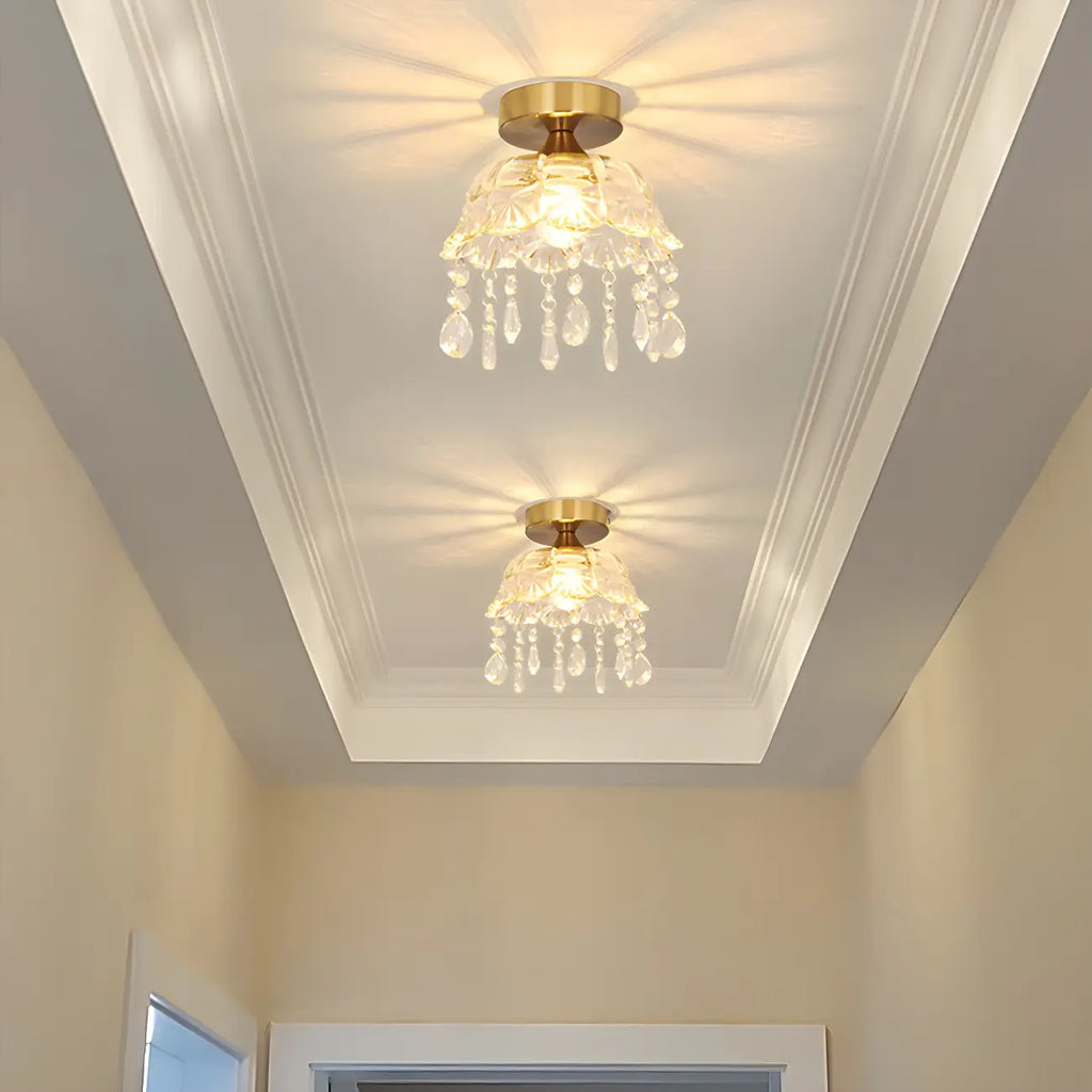 Plafonnier semi-encastré contemporain en laiton à LED pour la maison
