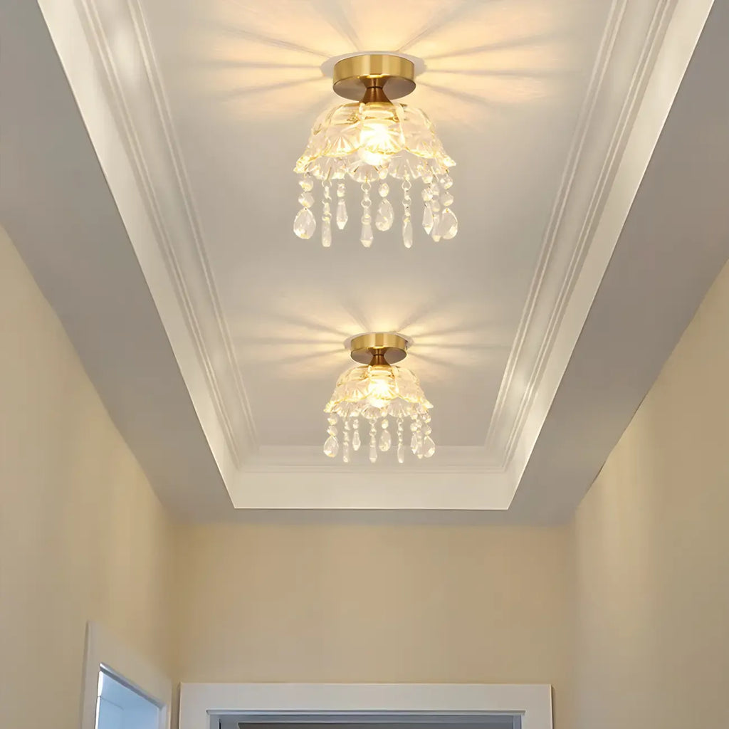 Plafonnier semi-encastré contemporain en laiton à LED pour la maison