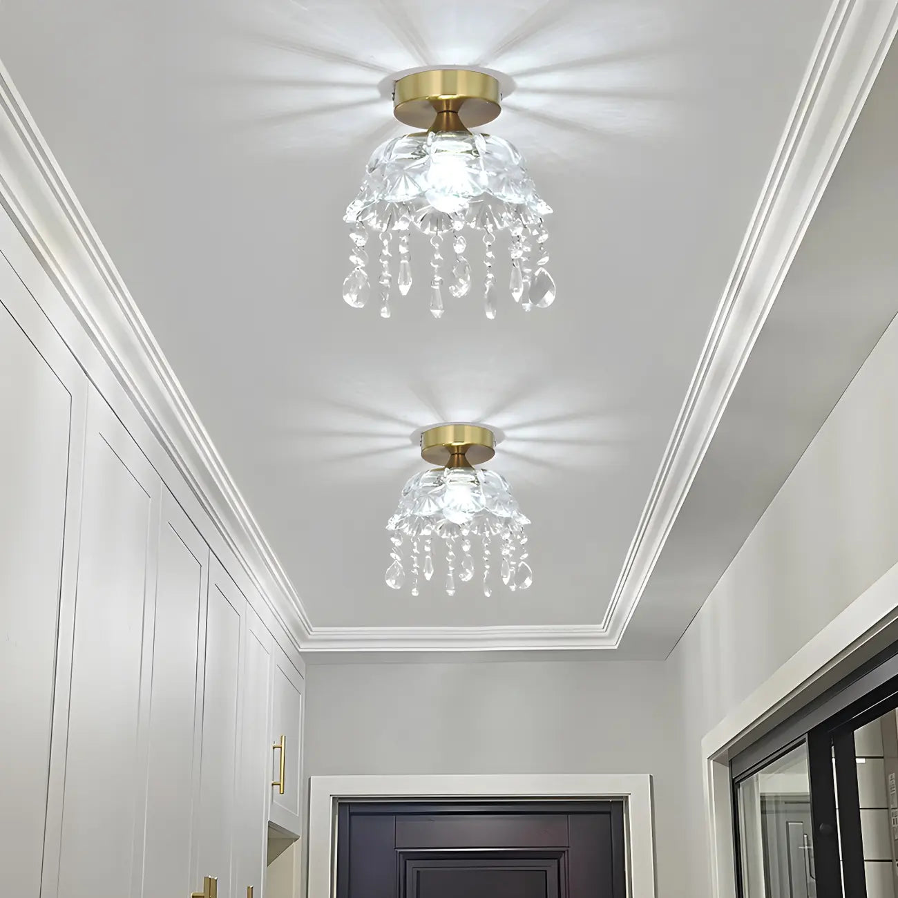 Plafonnier semi-encastré contemporain en laiton à LED pour la maison
