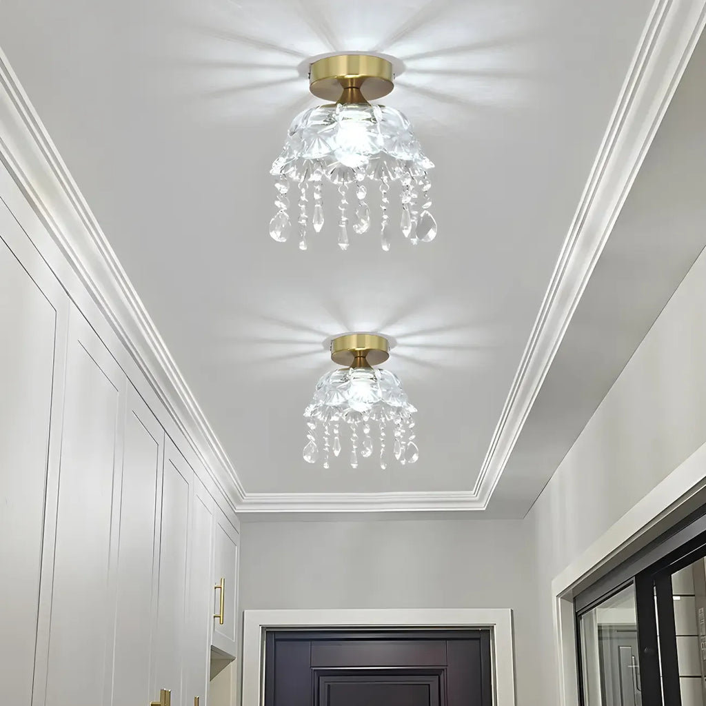 Plafonnier semi-encastré contemporain en laiton à LED pour la maison