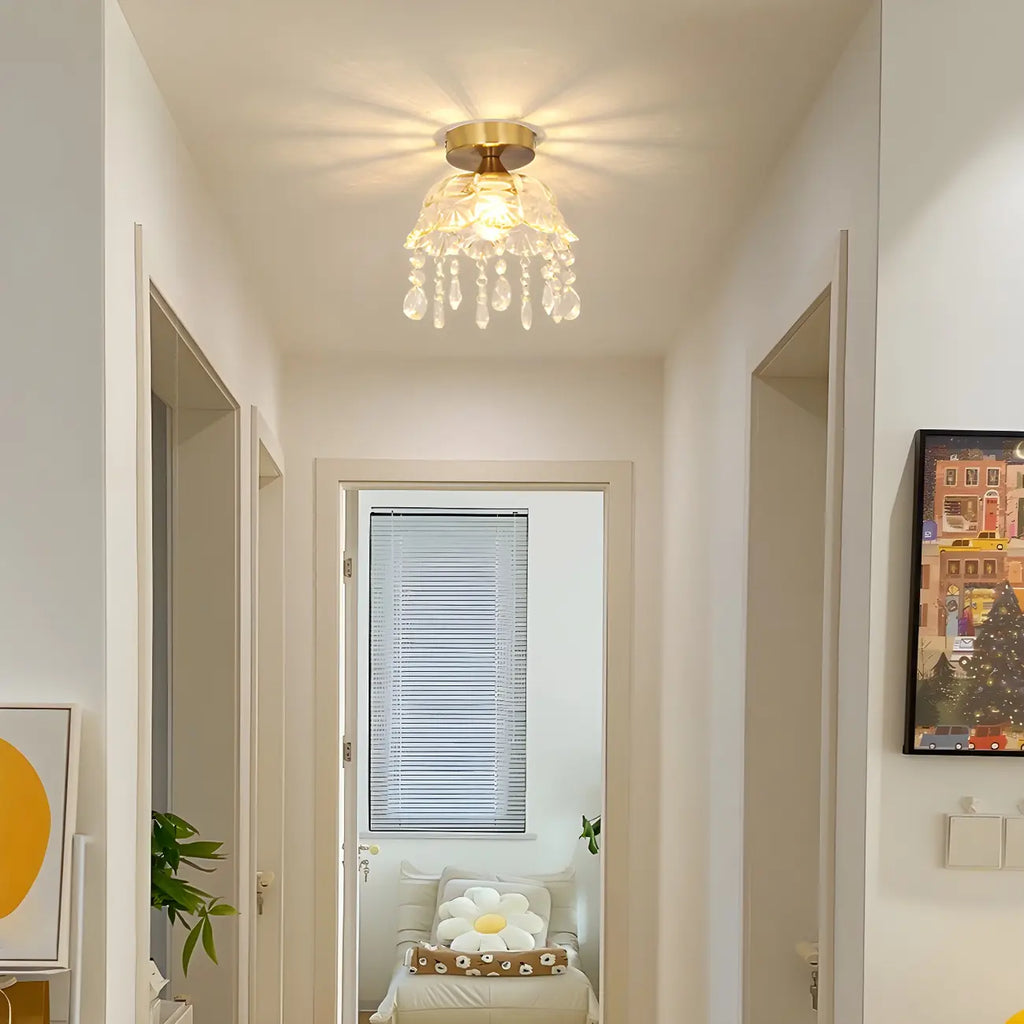 Plafonnier semi-encastré contemporain en laiton à LED pour la maison
