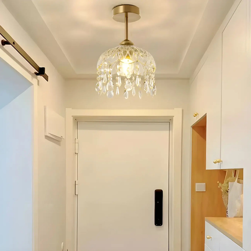 Plafonnier semi-encastré contemporain en laiton à LED pour la maison