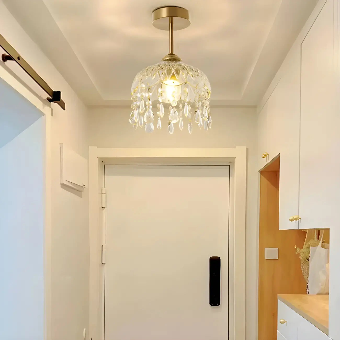 Plafonnier semi-encastré contemporain en laiton à LED pour la maison