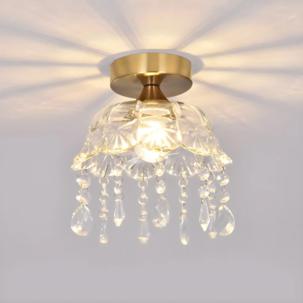 Plafonnier semi-encastré contemporain en laiton à LED pour la maison