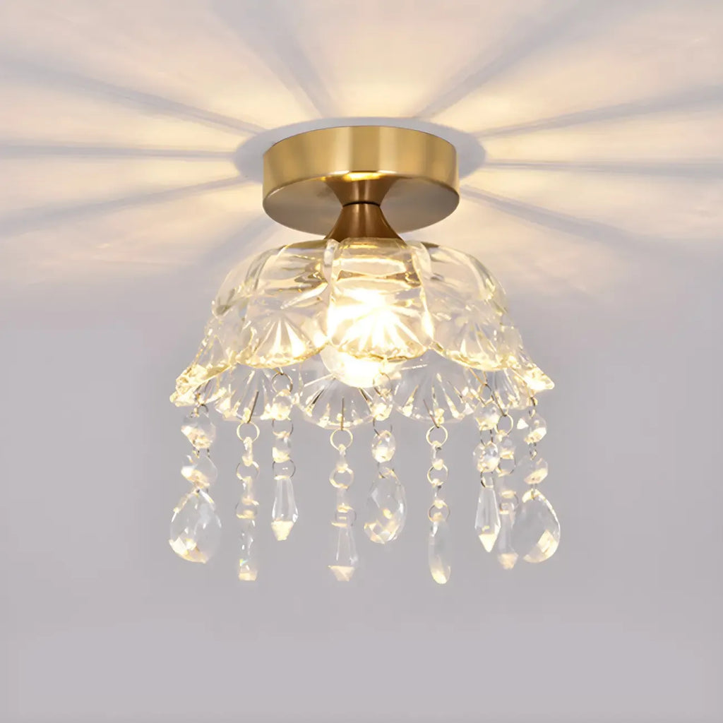 Plafonnier semi-encastré contemporain en laiton à LED pour la maison