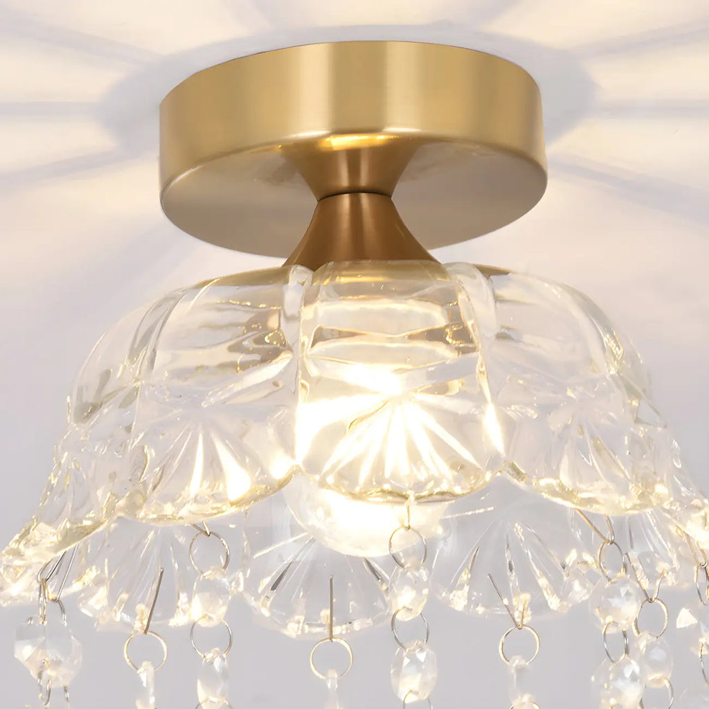 Plafonnier semi-encastré contemporain en laiton à LED pour la maison