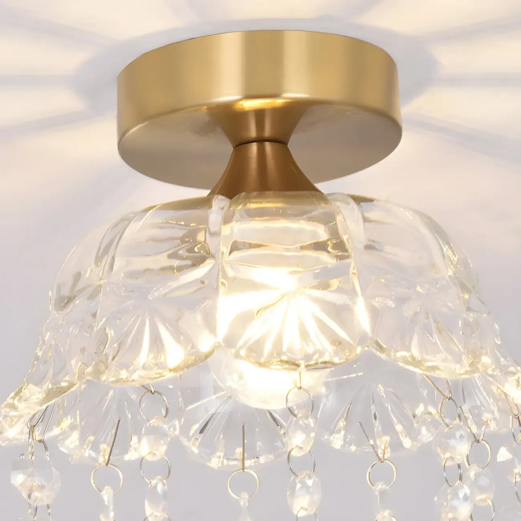 Plafonnier semi-encastré contemporain en laiton à LED pour la maison