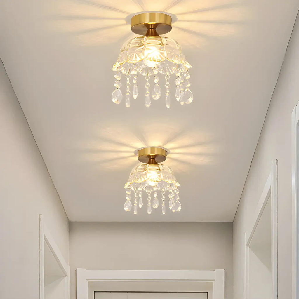 Plafonnier semi-encastré contemporain en laiton à LED pour la maison