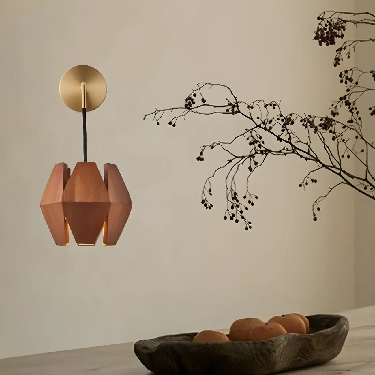 Applique murale en bois en forme de losange pour éclairage intérieur