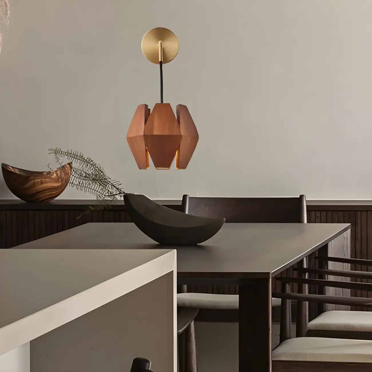 Applique murale en bois en forme de losange pour éclairage intérieur