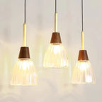 Suspension moderne en verre dôme pour îlot de cuisine, coloris noyer