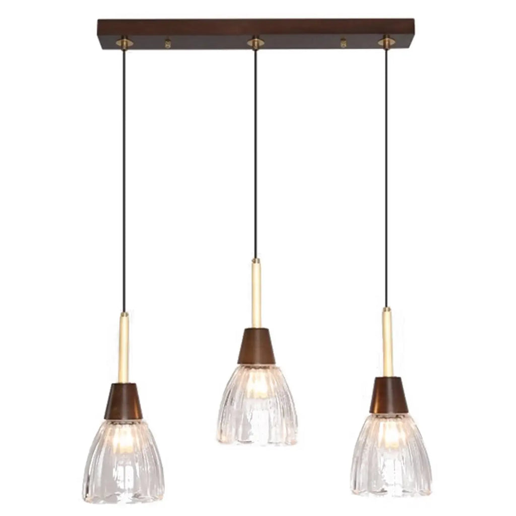 Suspension moderne en verre dôme pour îlot de cuisine, coloris noyer