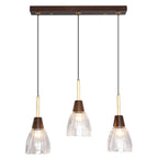Suspension moderne en verre dôme pour îlot de cuisine, coloris noyer