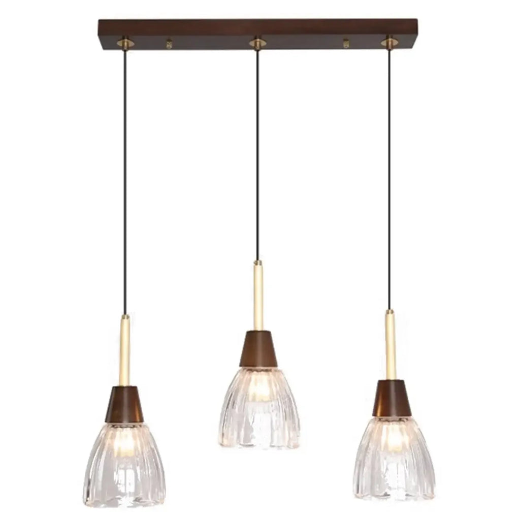 Suspension moderne en verre dôme pour îlot de cuisine, coloris noyer