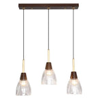 Suspension moderne en verre dôme pour îlot de cuisine, coloris noyer