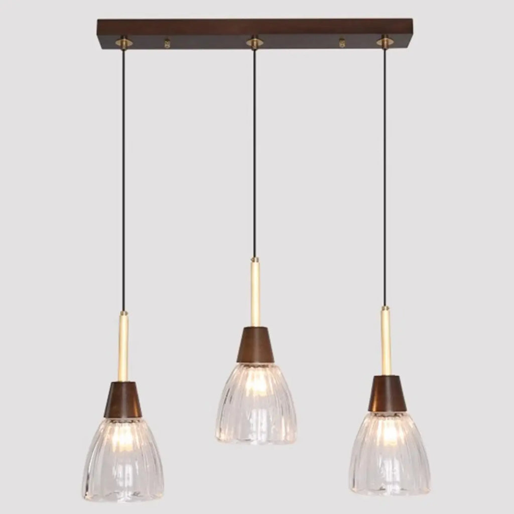 Suspension moderne en verre dôme pour îlot de cuisine, coloris noyer