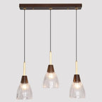 Suspension moderne en verre dôme pour îlot de cuisine, coloris noyer