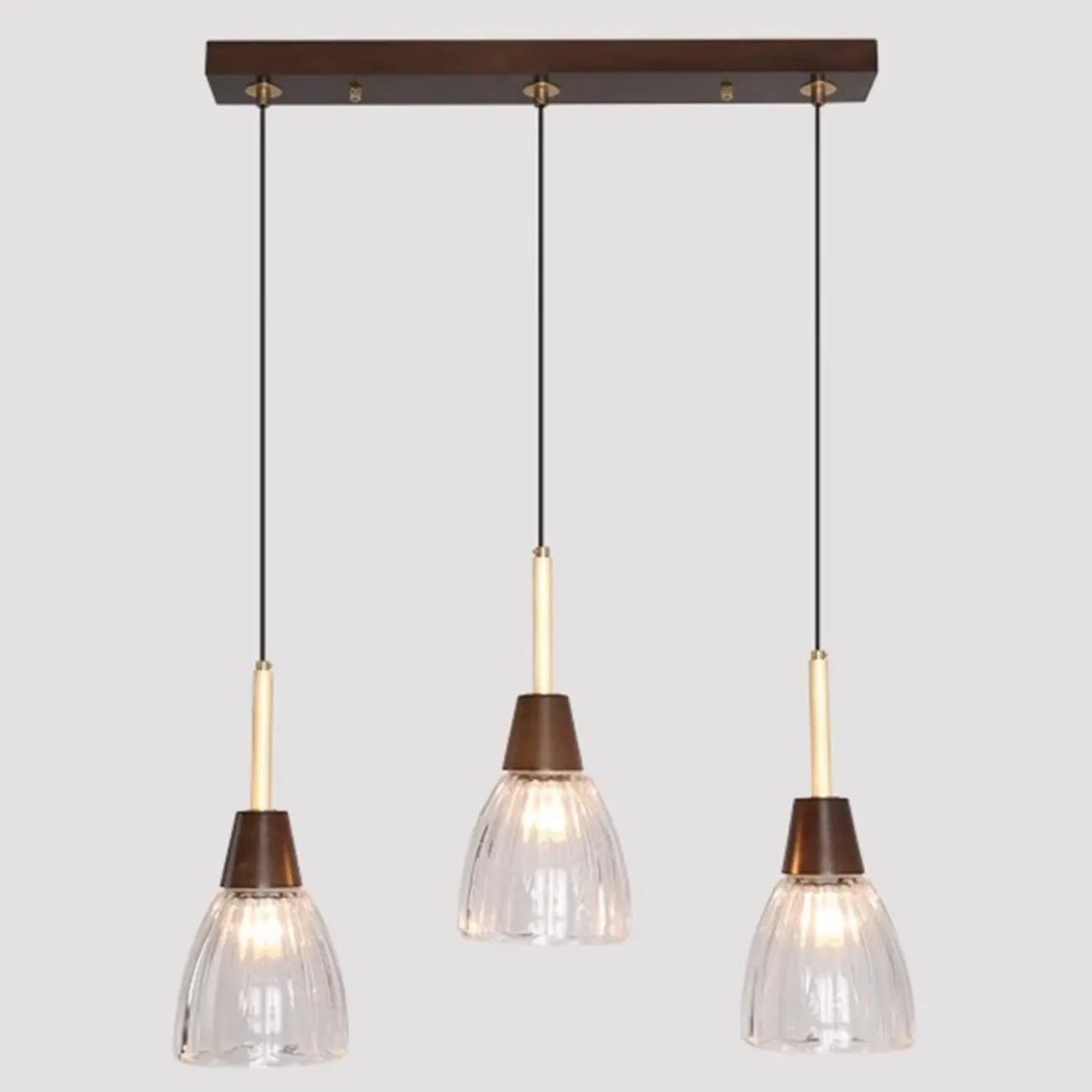 Suspension moderne en verre dôme pour îlot de cuisine, coloris noyer
