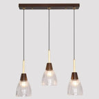 Suspension moderne en verre dôme pour îlot de cuisine, coloris noyer