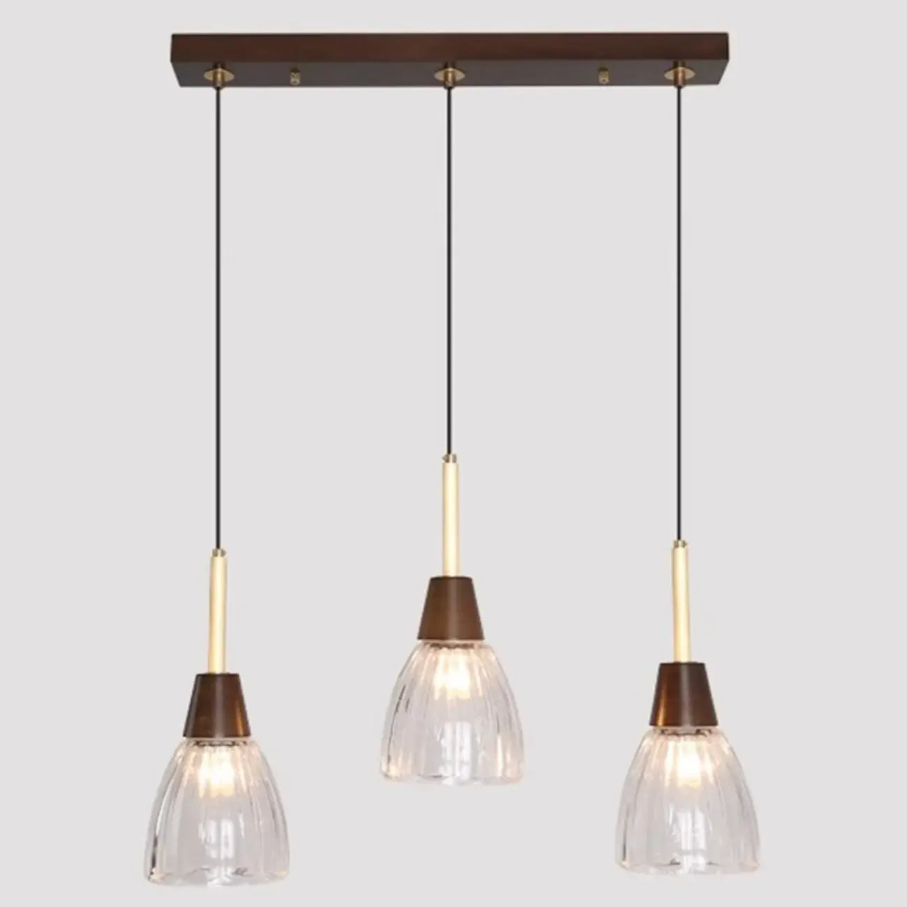 Suspension moderne en verre dôme pour îlot de cuisine, coloris noyer