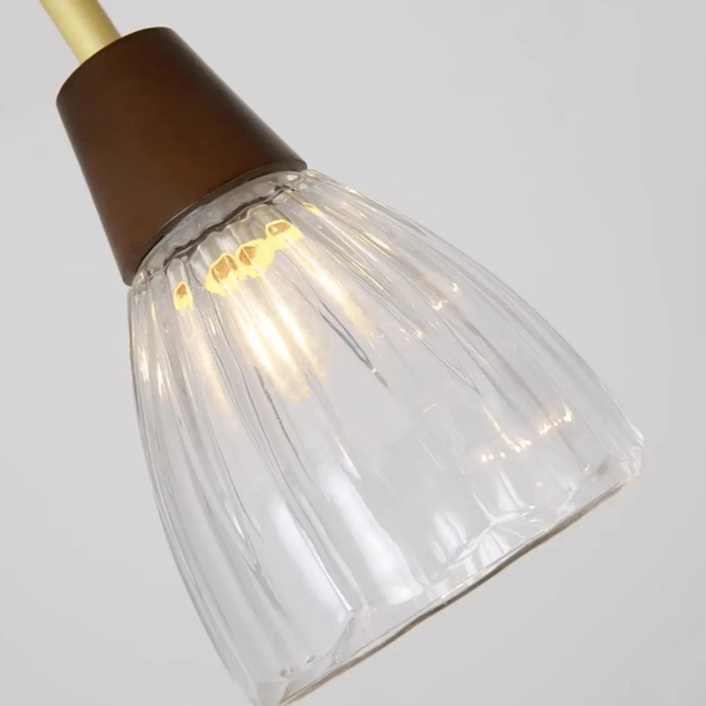 Suspension moderne en verre dôme pour îlot de cuisine, coloris noyer