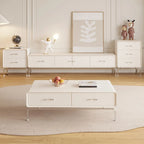 Meuble TV contemporain en bois blanc avec tiroirs et armoire