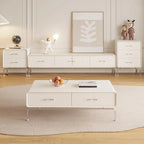 Meuble TV contemporain en bois blanc avec tiroirs et armoire