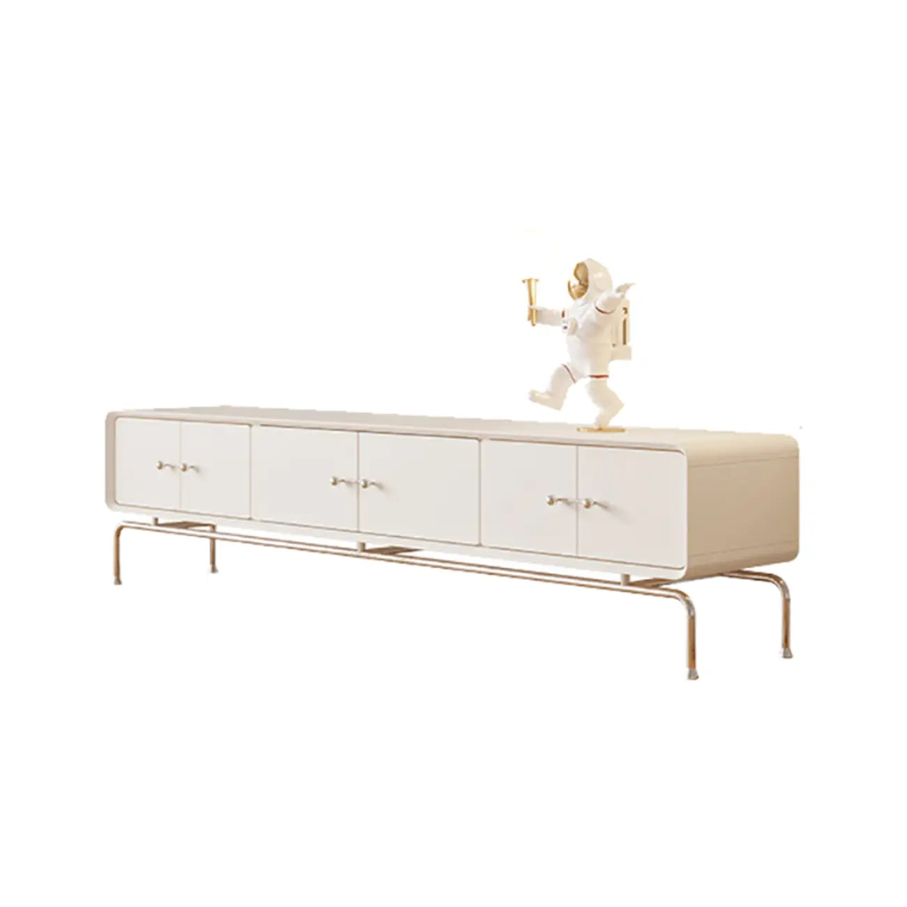 Meuble TV contemporain en bois blanc avec tiroirs et armoire