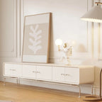 Meuble TV contemporain en bois blanc avec tiroirs et armoire