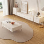 Meuble TV contemporain en bois blanc avec tiroirs et armoire
