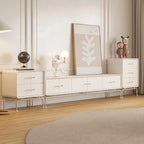 Meuble TV contemporain en bois blanc avec tiroirs et armoire