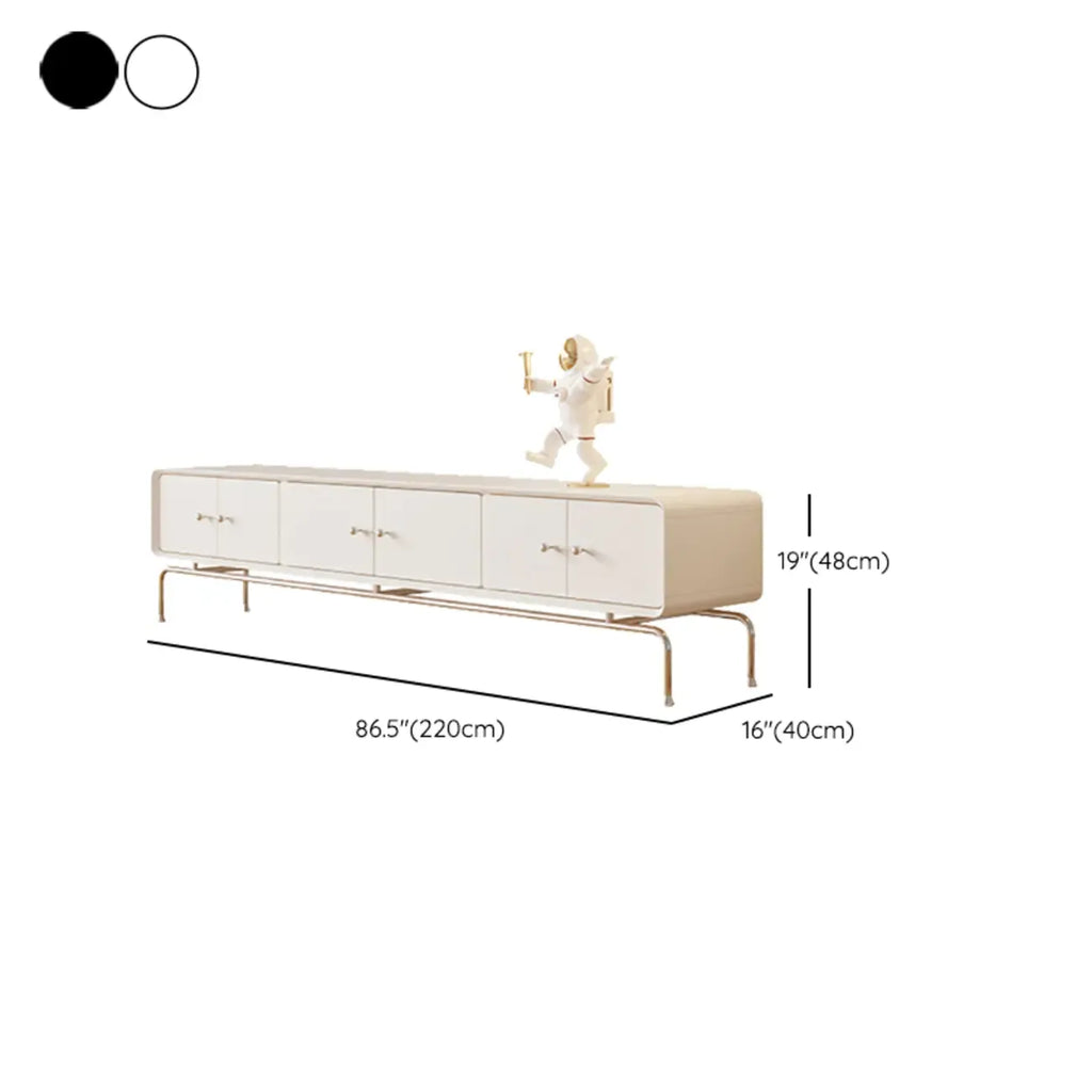 Meuble TV contemporain en bois blanc avec tiroirs et armoire