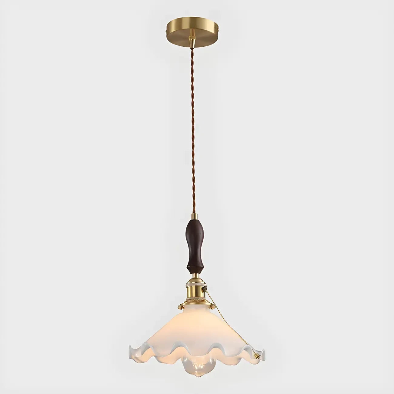 Suspension moderne en verre avec accents dorés et fleurs