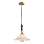 Suspension moderne en verre avec accents dorés et fleurs