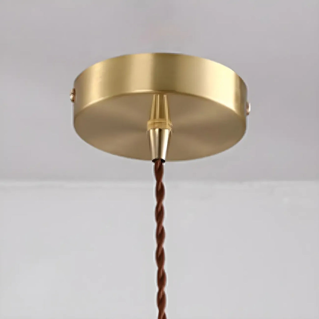 Suspension moderne en verre avec accents dorés et fleurs