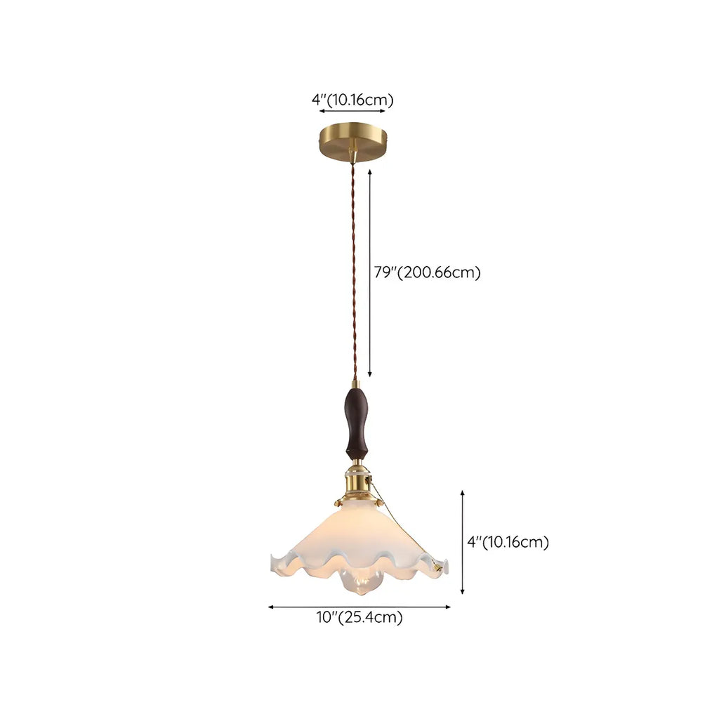 Suspension moderne en verre avec accents dorés et fleurs