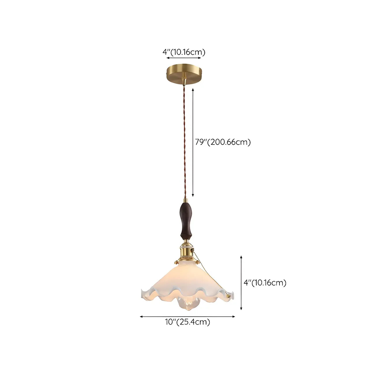 Suspension moderne en verre avec accents dorés et fleurs